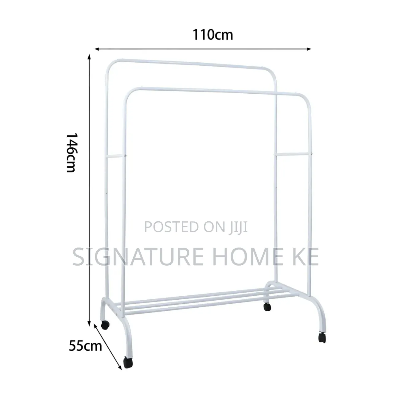 Double Pole Clothing Rack With Wheels