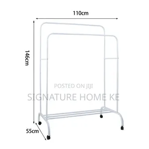 Double Pole Clothing Rack With Wheels