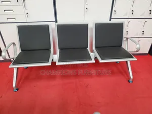 Black Padded 3-Seater Reception Chair
