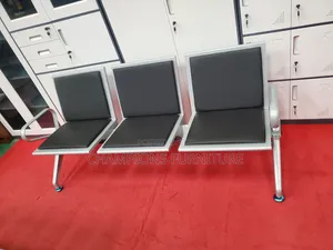 Black Padded 3-Seater Reception Chair