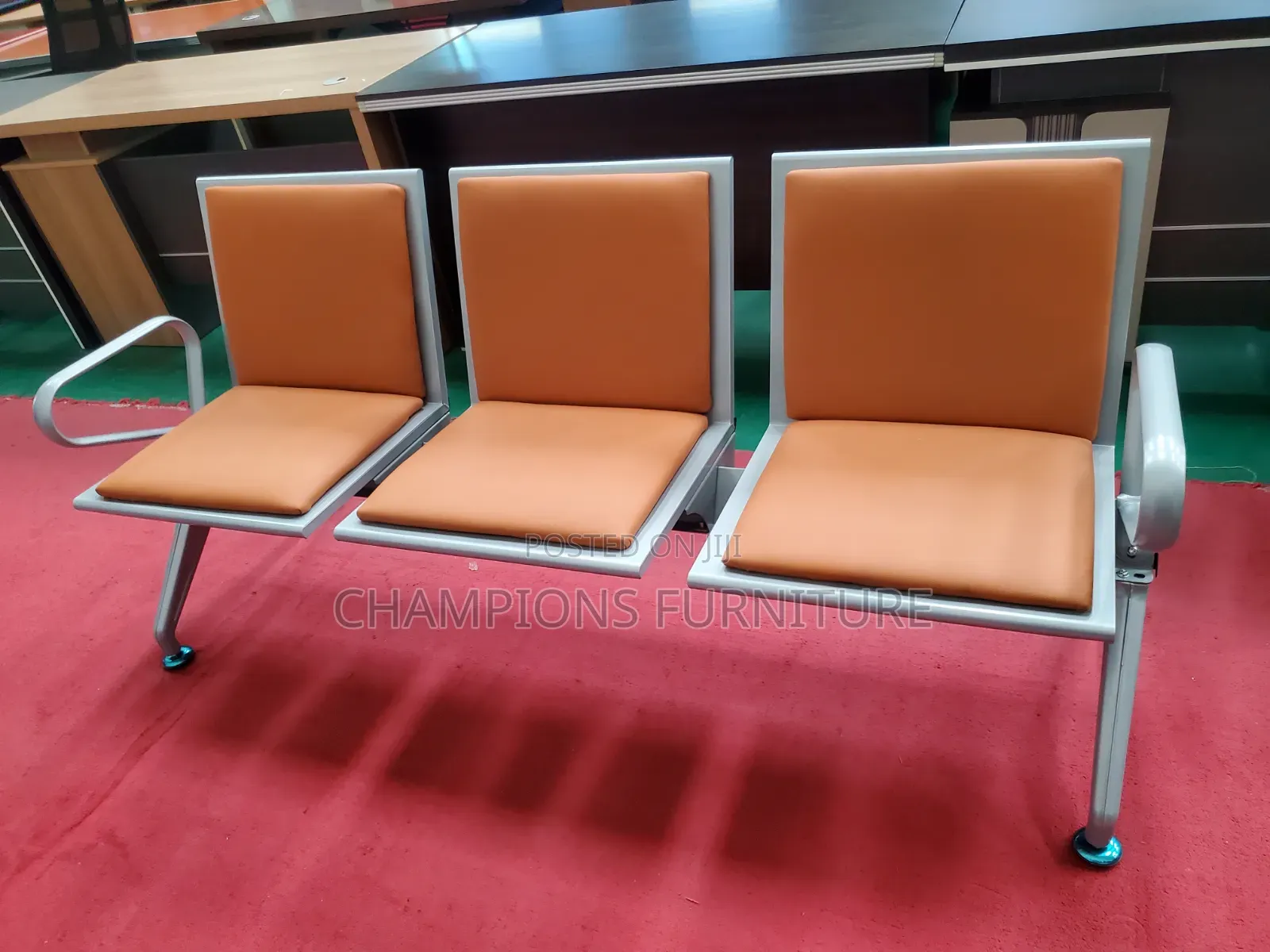 Orange 3-Seater Metro Link Chair