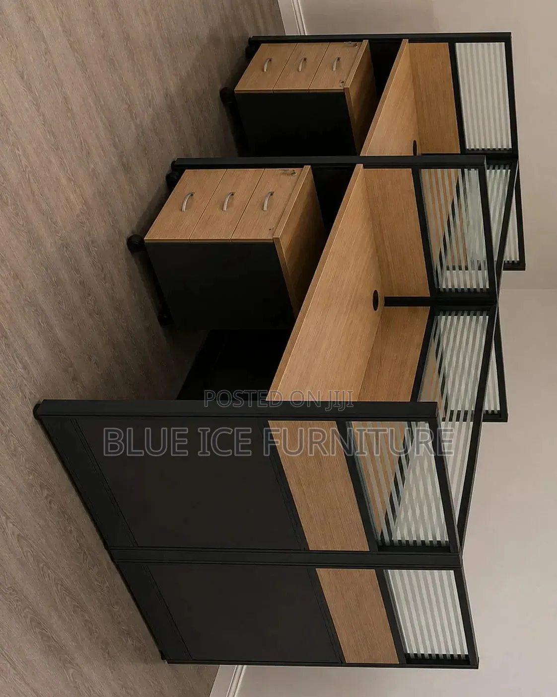 4-Person Office Workstation With Privacy Screens Drawers