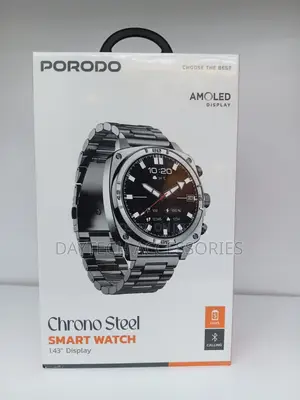 The Porodo Chrono Steel Smart Watch 1.43-Inch AMOLED Display