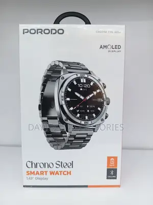 The Porodo Chrono Steel Smart Watch 1.43-Inch AMOLED Display