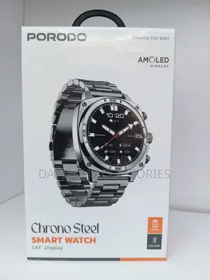 The Porodo Chrono Steel Smart Watch 1.43-Inch AMOLED Display