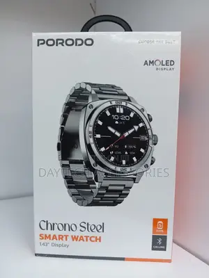 Porodo Chrono Steel Smartwatch 1.43 Inches Silver, PD-LFST171-SL