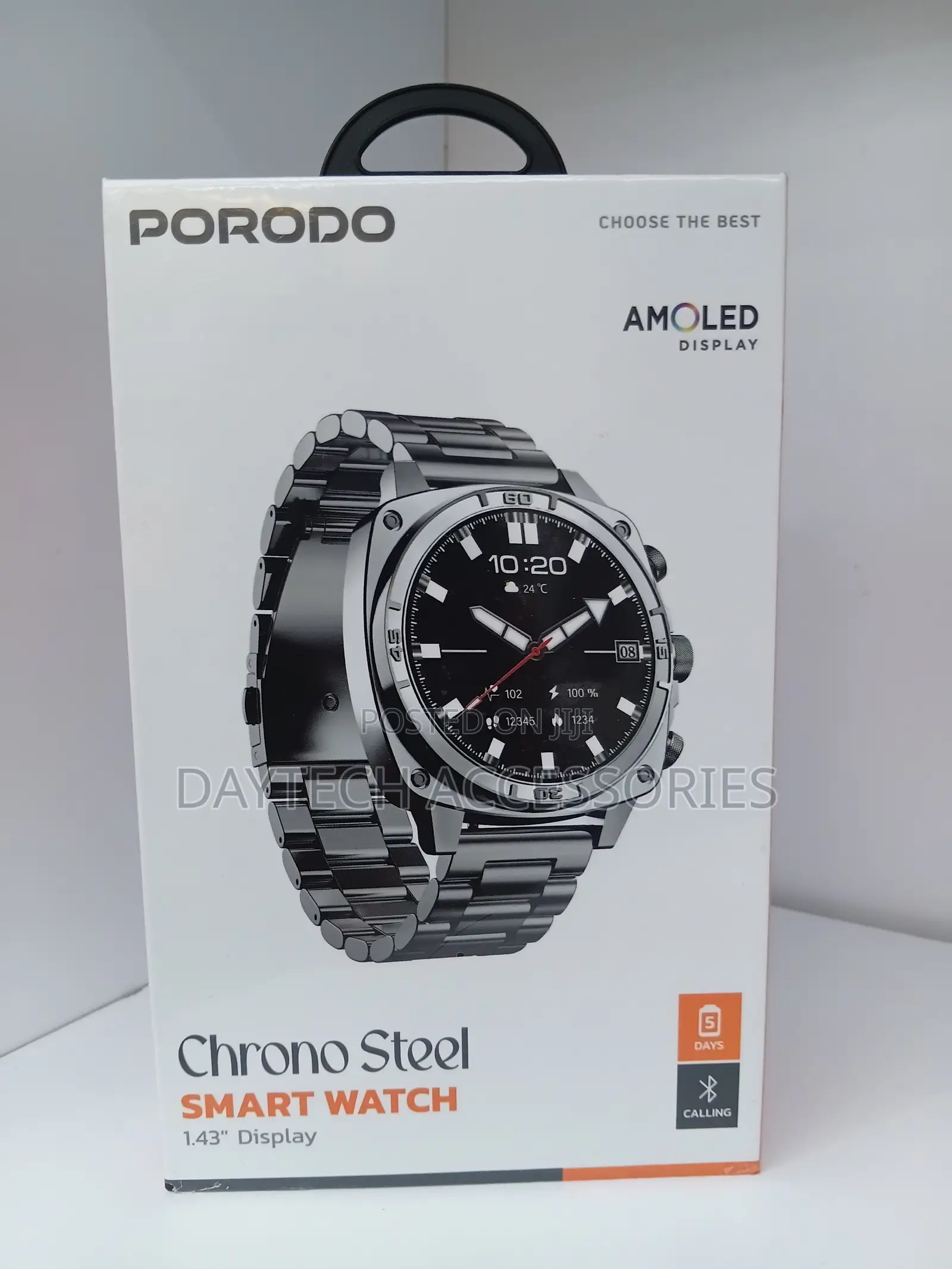 Porodo Chrono Steel Smartwatch 1.43 Inches Silver, PD-LFST171-SL