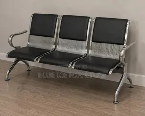 3-Seater Office Waiting Bench With Mesh Backrest Chrome Frame