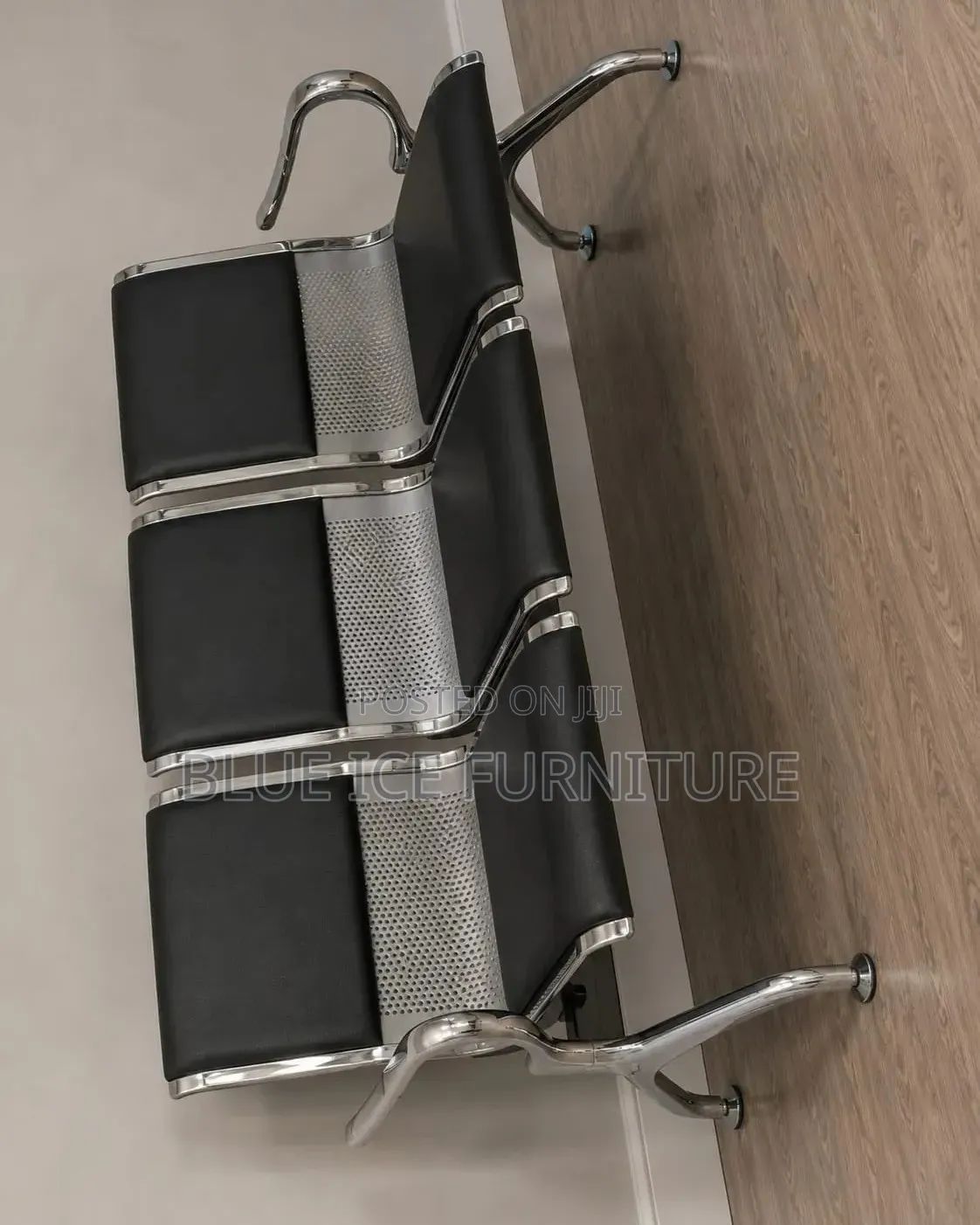 3-Seater Office Waiting Bench With Mesh Backrest Chrome Frame