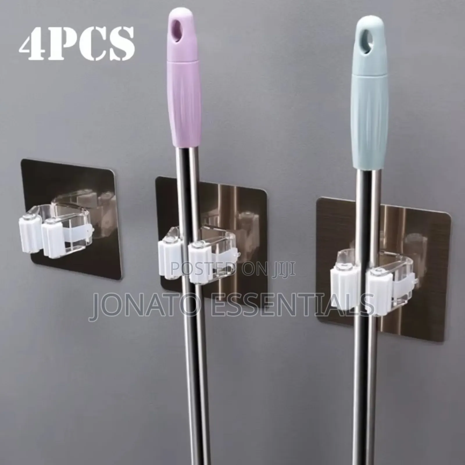 4Pcs Wall Mounted Mop and Broom Holder Clip Organizer