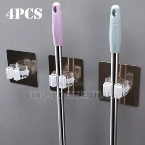 4Pcs Wall Mounted Mop and Broom Holder Clip Organizer