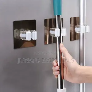 4Pcs Wall Mounted Mop and Broom Holder Clip Organizer