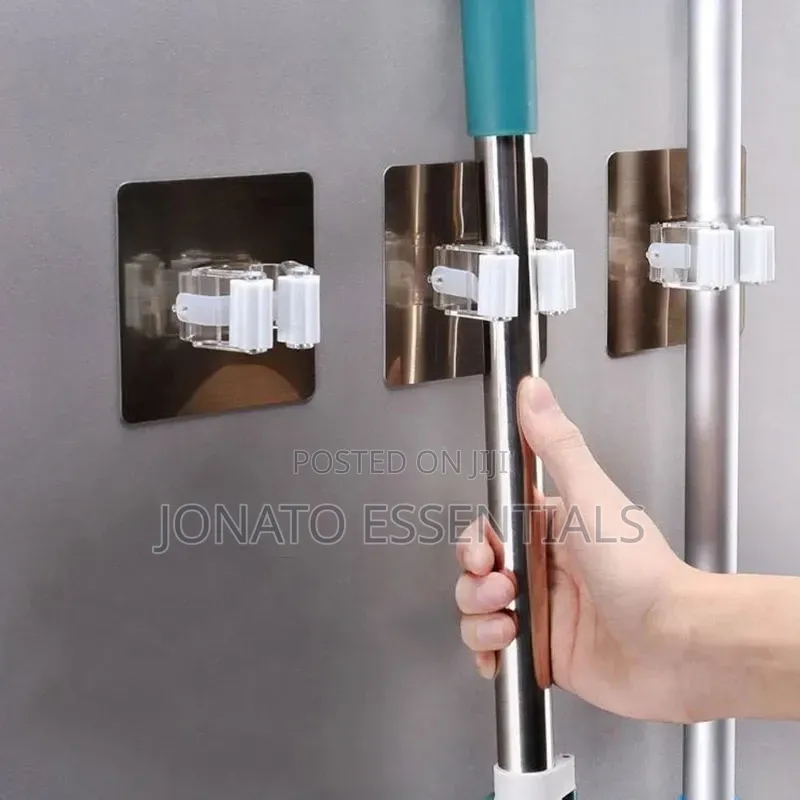 4Pcs Wall Mounted Mop and Broom Holder Clip Organizer