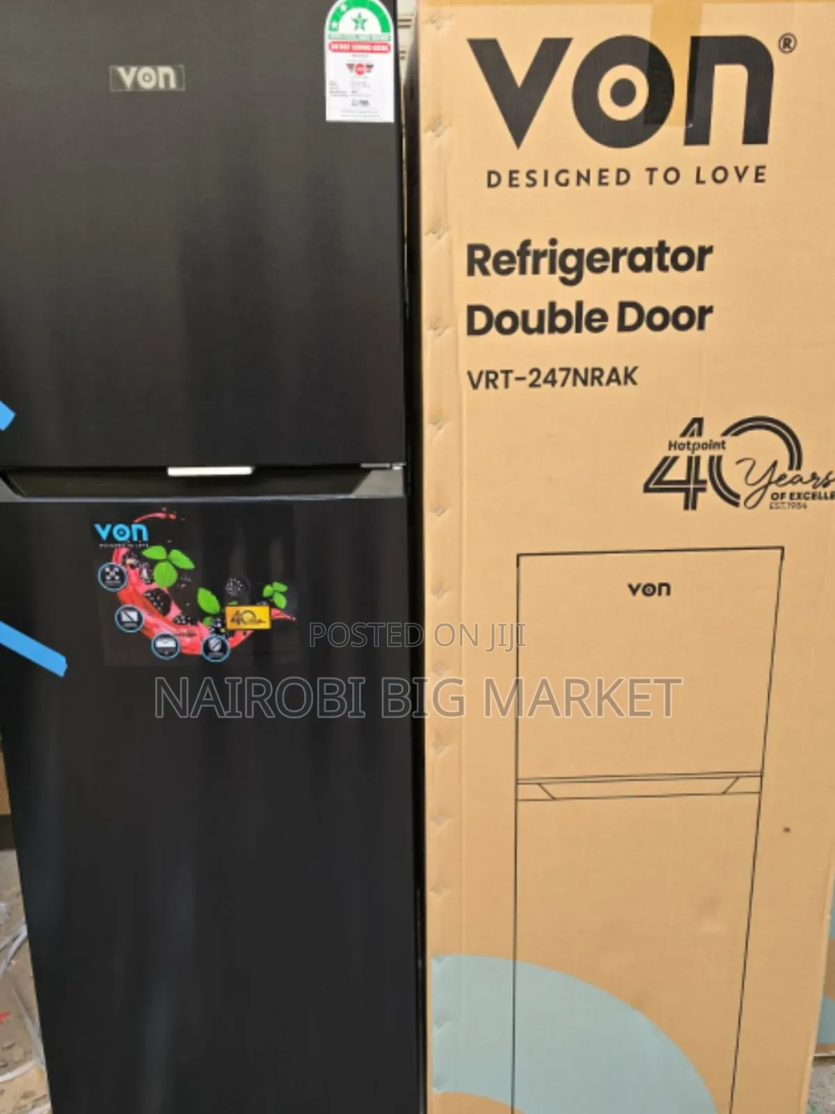 Von 247l No Frost Double Door Fridge