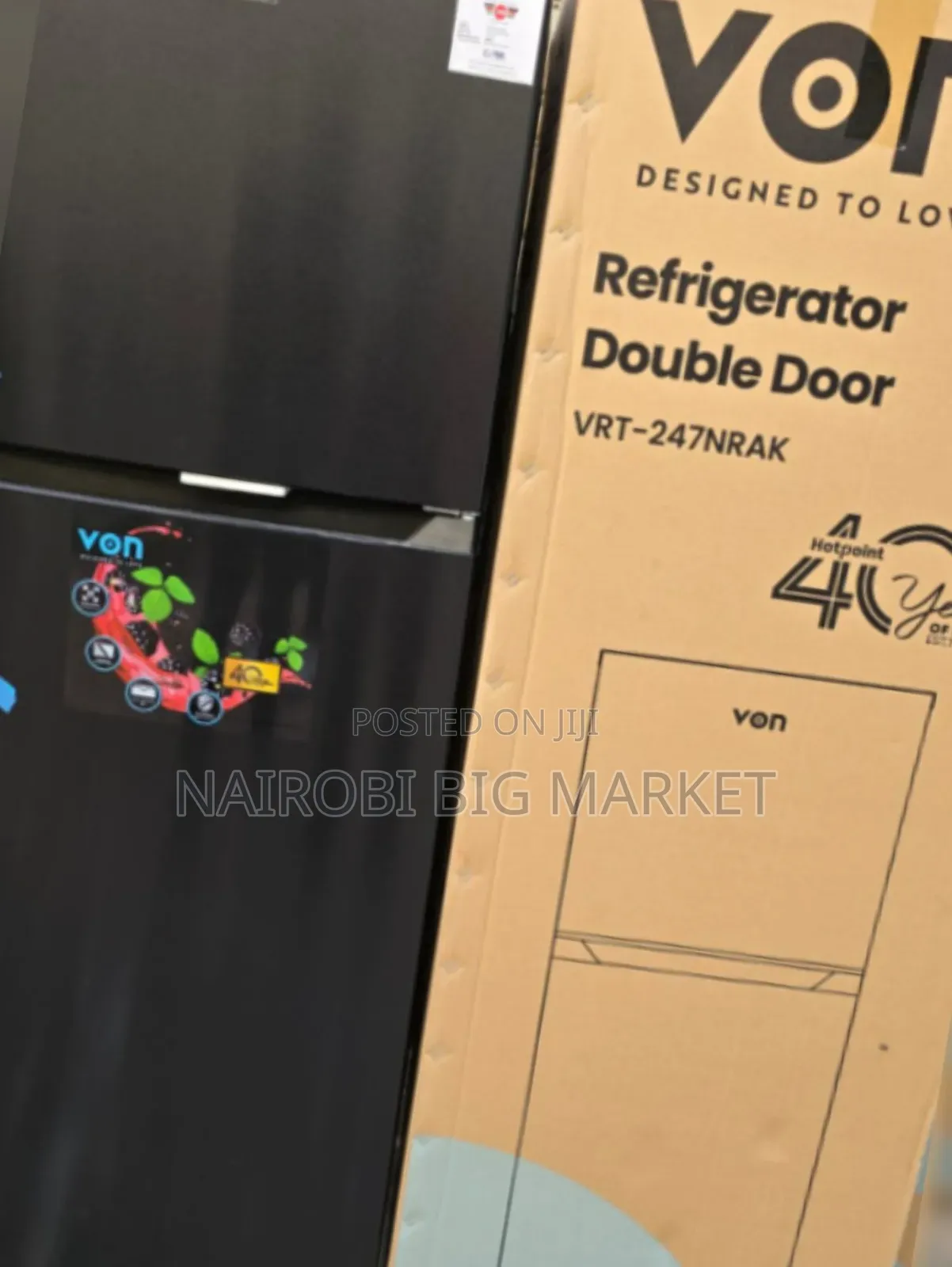 Von 247l No Frost Double Door Fridge