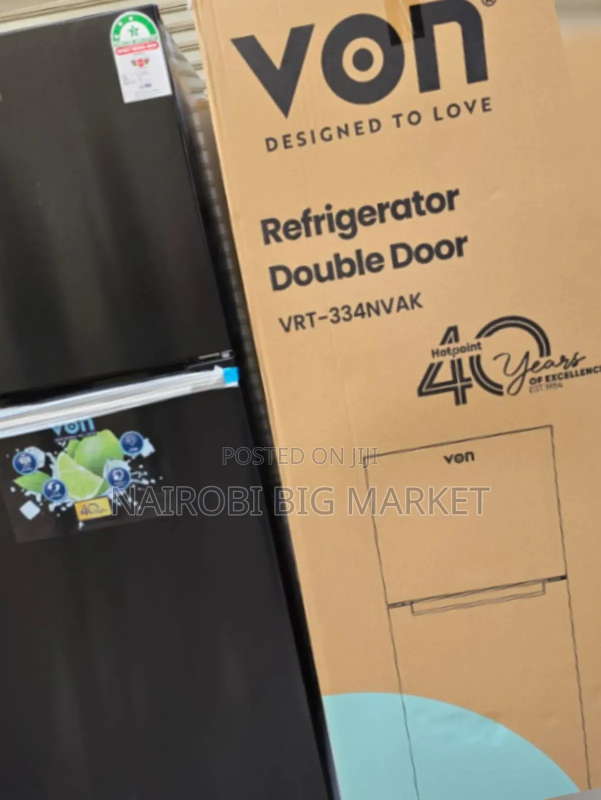 Von 334l No Frost Double Door Fridge