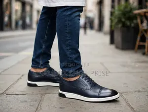 John Foster Navy Leather Brogue Oxford Shoes