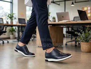 John Foster Navy Leather Brogue Oxford Shoes