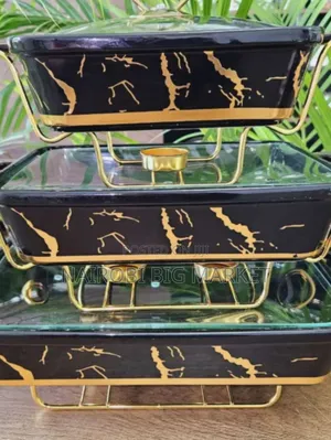 3pcs Black Gold Ceramic Chaffing Dishes