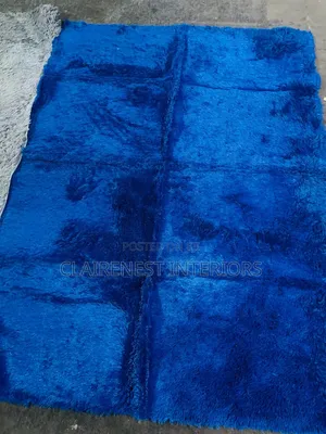 Feel the Comfort Beneath Every Step With Blue and Grey Fluffy Carpet