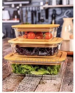 3pc Glass Bowl Containers* *Has Bamboo Lids