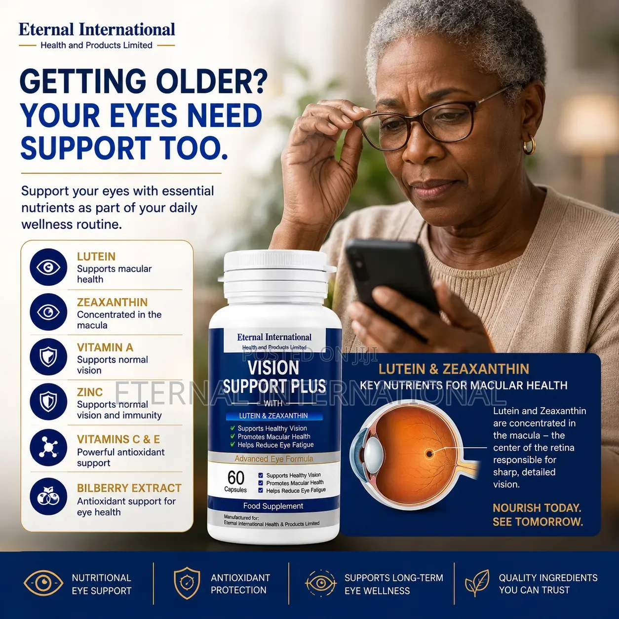 Eternal Vision Support/ Lutein,Zeaxanthin for Eye Health Eye Strain