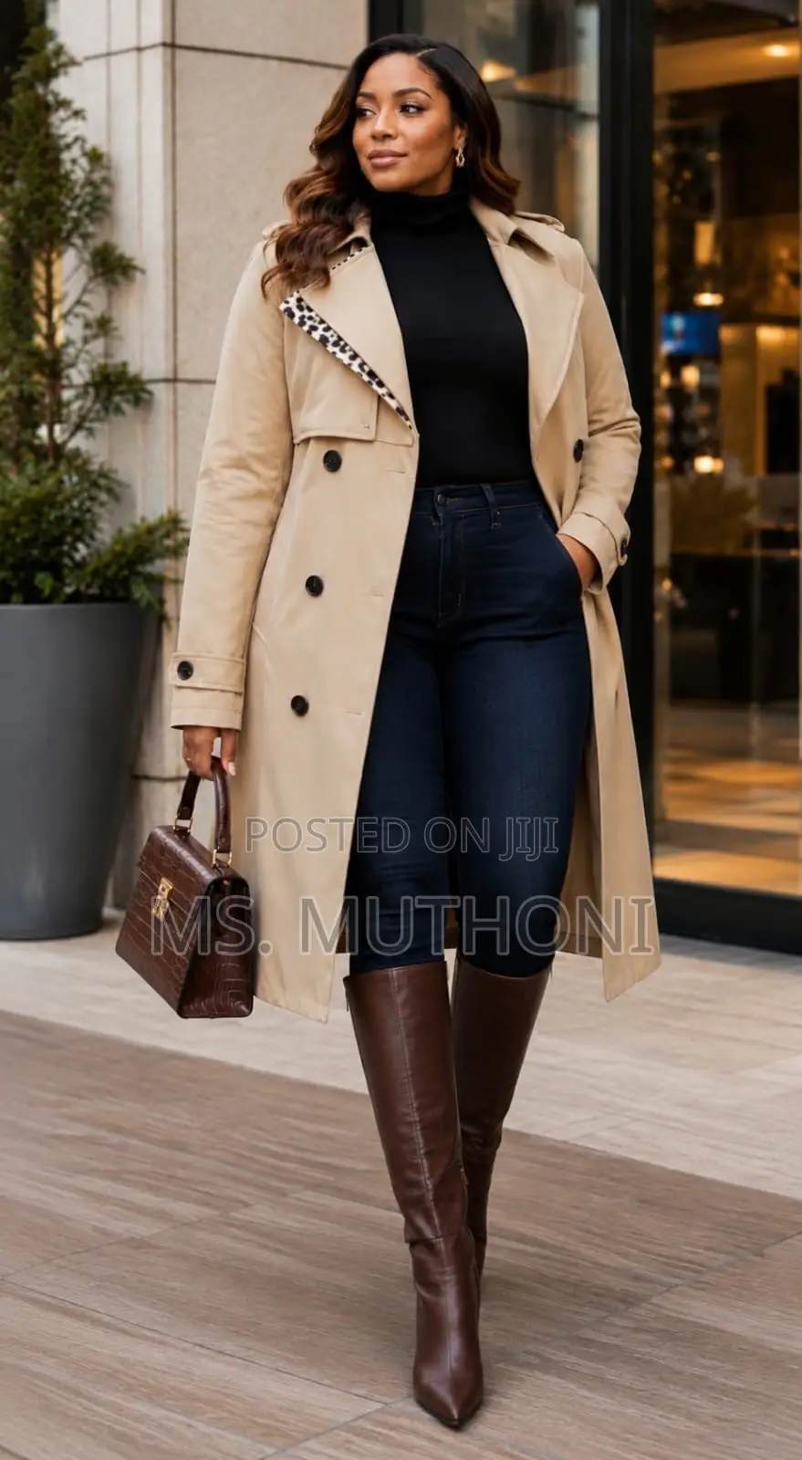 (L XL 2xl (42-50) Original Khaki Fabric CLASSY TRENCH COATS