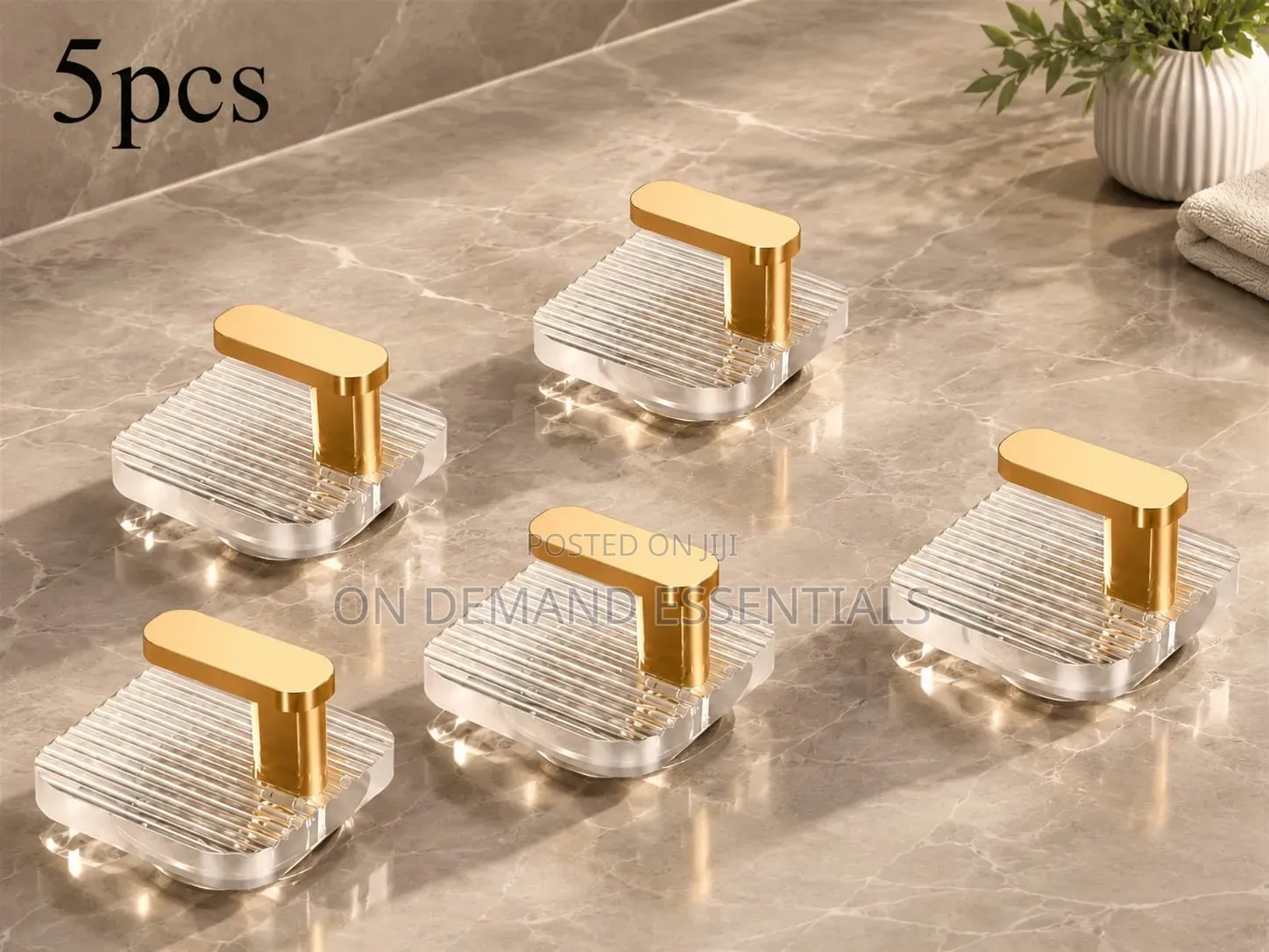 Punch-Free Strong Adhesive Acrylic Hooks Bathroom Kitchen
Set of 5