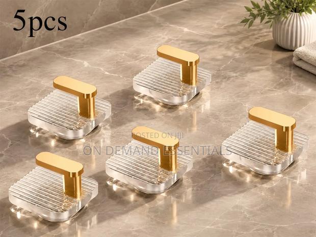 Punch-Free Strong Adhesive Acrylic Hooks Bathroom Kitchen
Set of 5