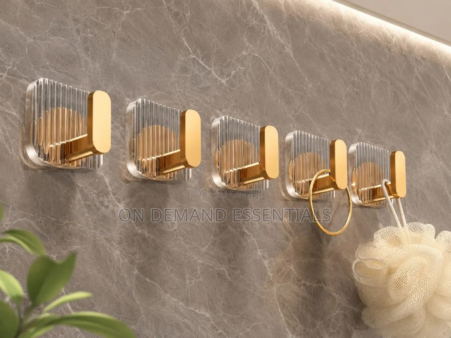 Punch-Free Strong Adhesive Acrylic Hooks Bathroom Kitchen
Set of 5