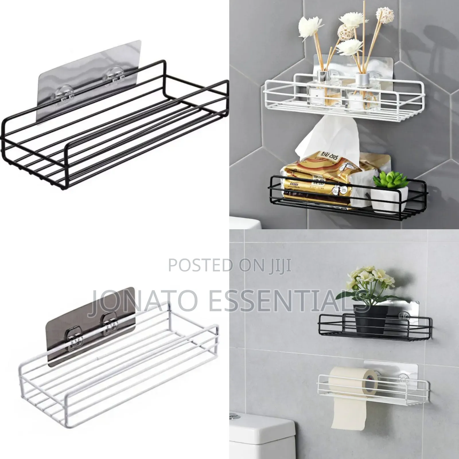 Heavy Duty No Drill Bathroom Wall Shelf Kitchen Storage Rack
