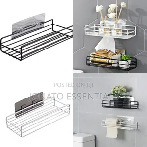 Heavy Duty No Drill Bathroom Wall Shelf Kitchen Storage Rack