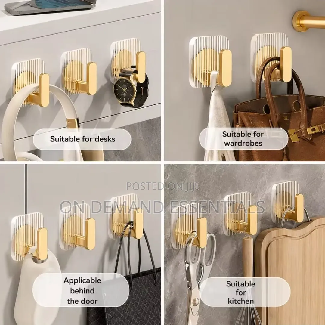 Punch-Free Strong Adhesive Acrylic Hooks Bathroom Kitchen
Set of 5