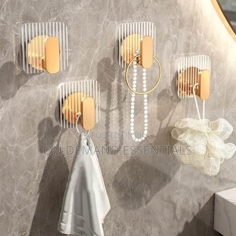 Punch-Free Strong Adhesive Acrylic Hooks Bathroom Kitchen
Set of 5