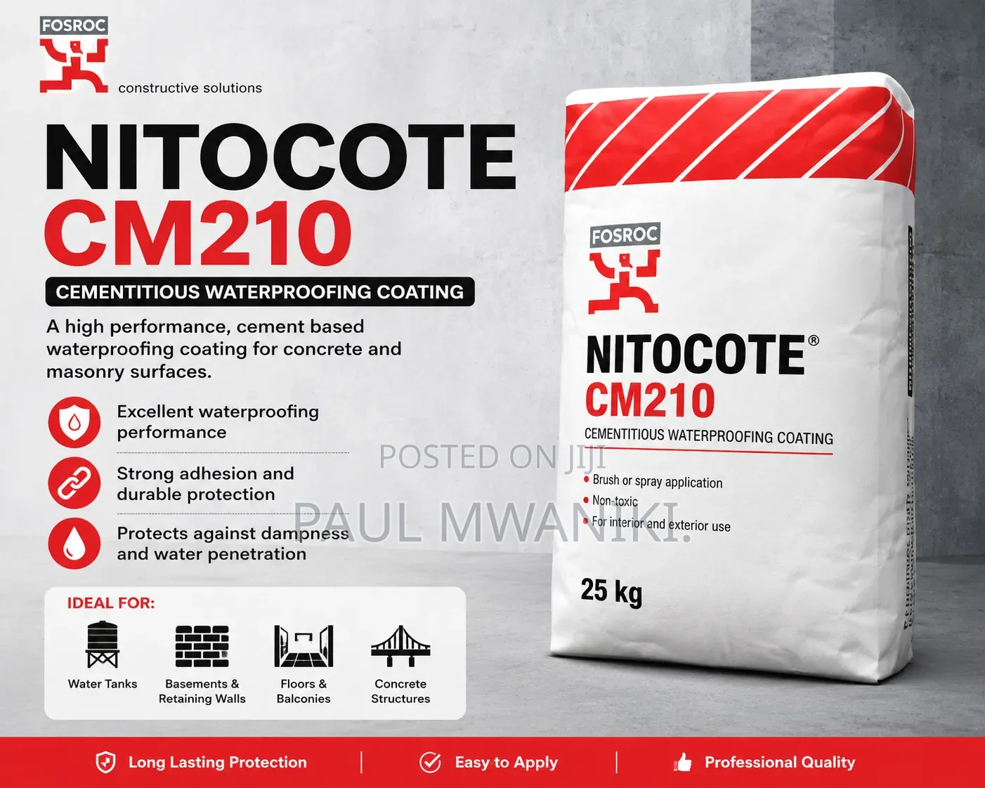 Nitocote CM210 – High-Performance Cementitious Waterproofing