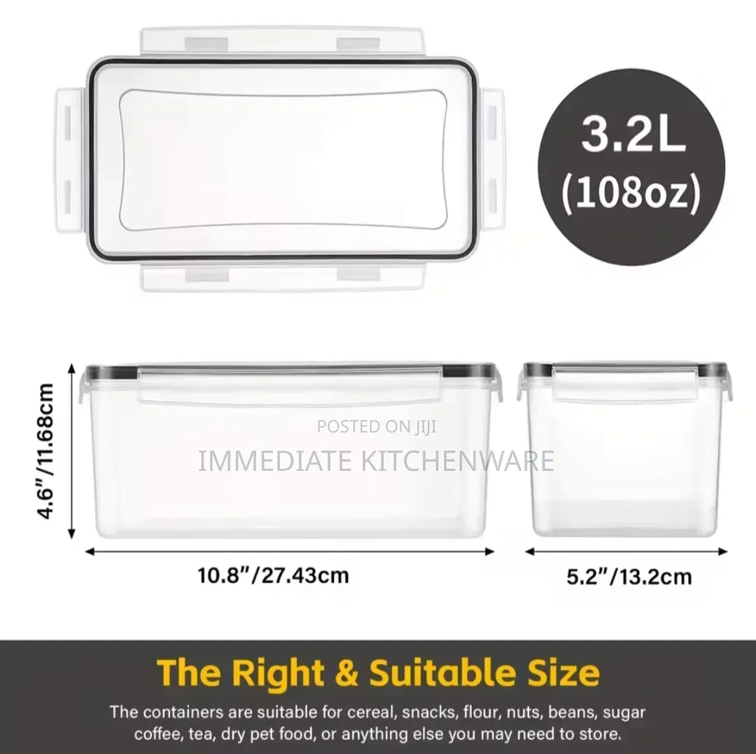 4pcs Transparent Airtight Food Storage Containers With Lids.