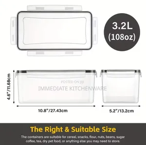 4pcs Transparent Airtight Food Storage Containers With Lids.