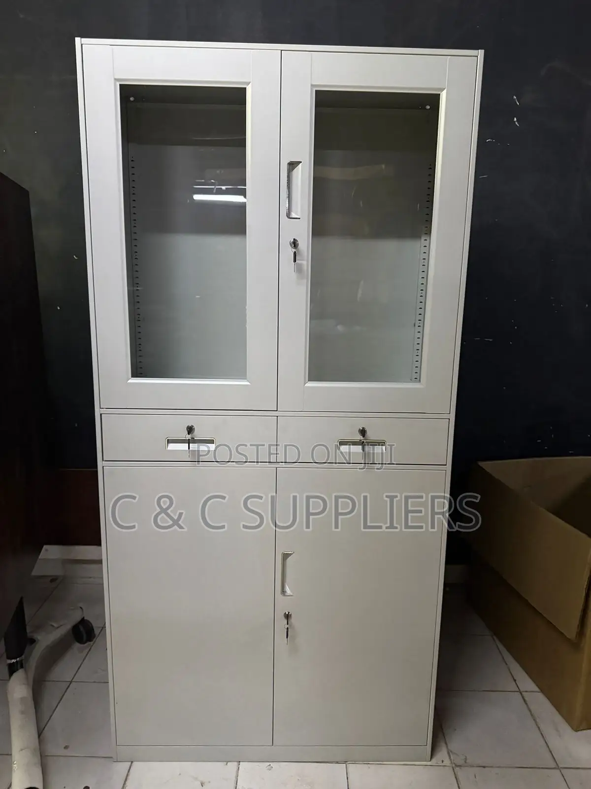 2-Door Half Glass File Metal Cabinet