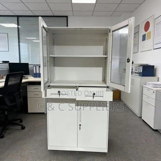2-Door Half Glass File Metal Cabinet