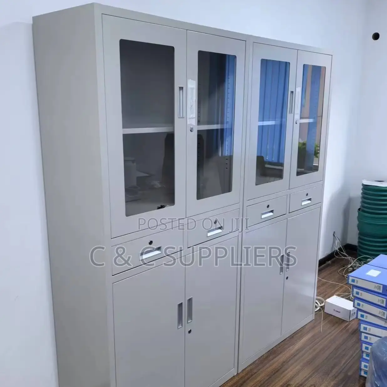 2-Door Half Glass File Metal Cabinet
