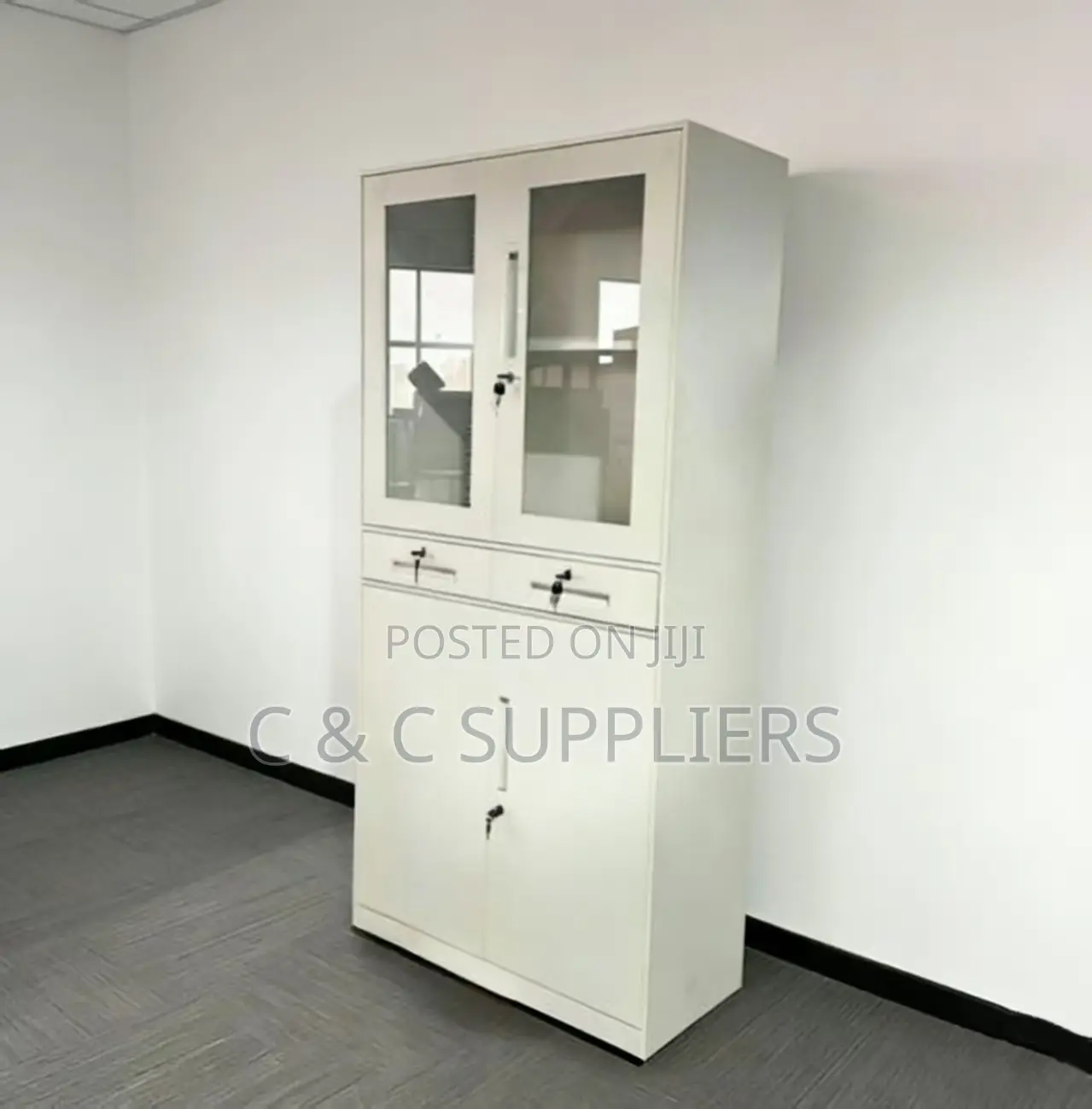 2-Door Half Glass File Metal Cabinet