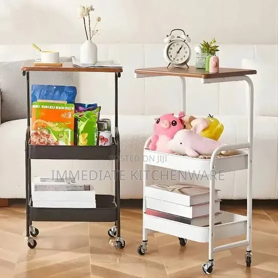 Wooden Top Double Mesh Trays Trolley Rack