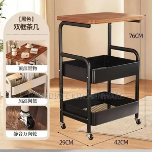 Wooden Top Double Mesh Trays Trolley Rack