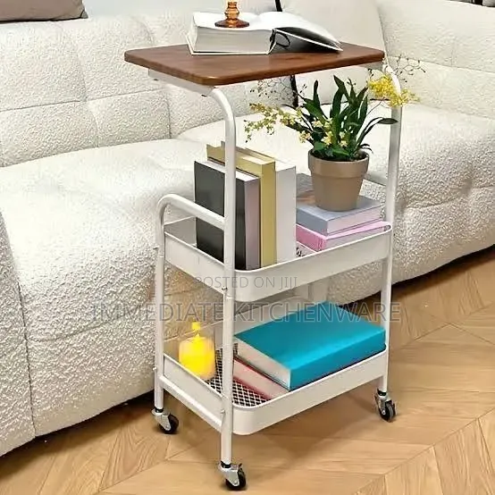 Wooden Top Double Mesh Trays Trolley Rack