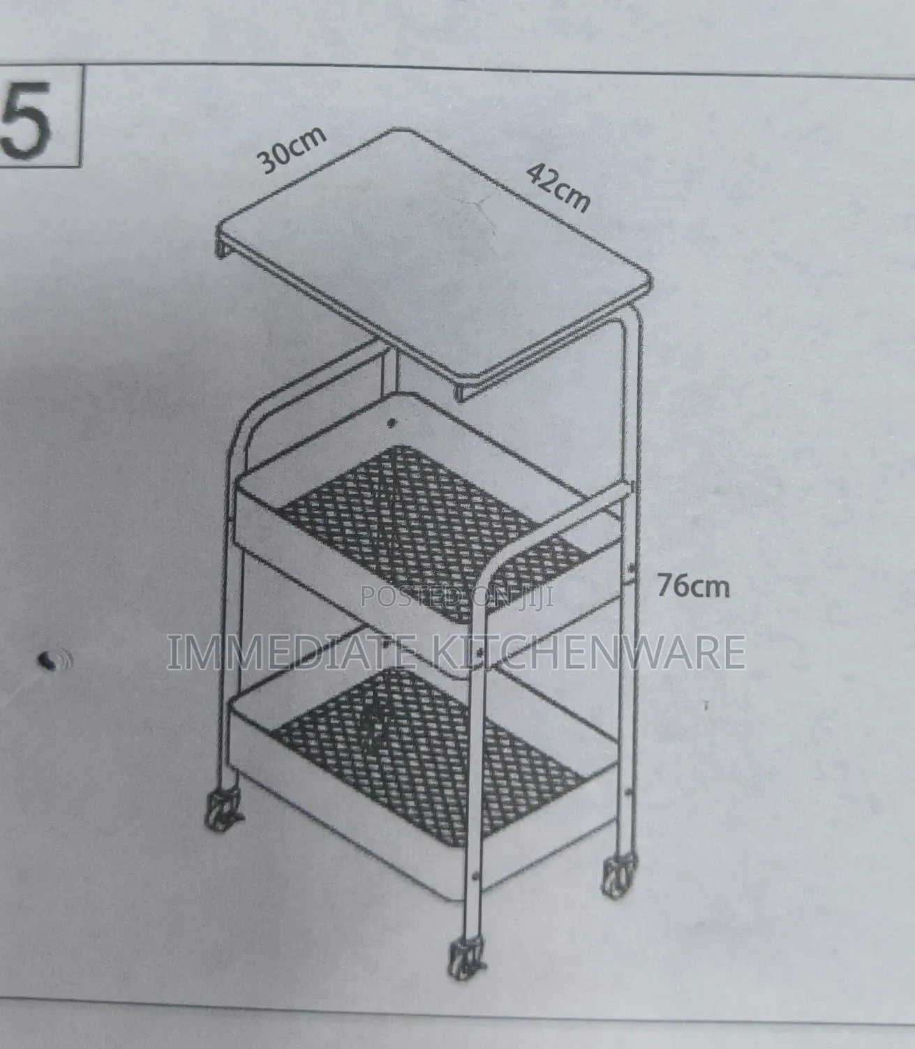 Wooden Top Double Mesh Trays Trolley Rack