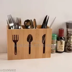 3 Slot Bamboo Cutlery Organizer Box