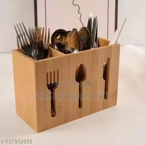 3 Slot Bamboo Cutlery Organiser