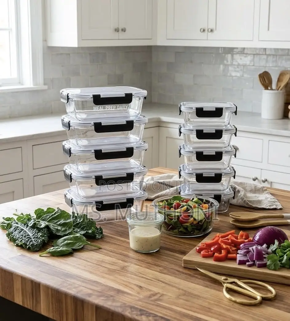 10 PCS Airtight Glass Container Sets ( Meal Prep / Srorage )