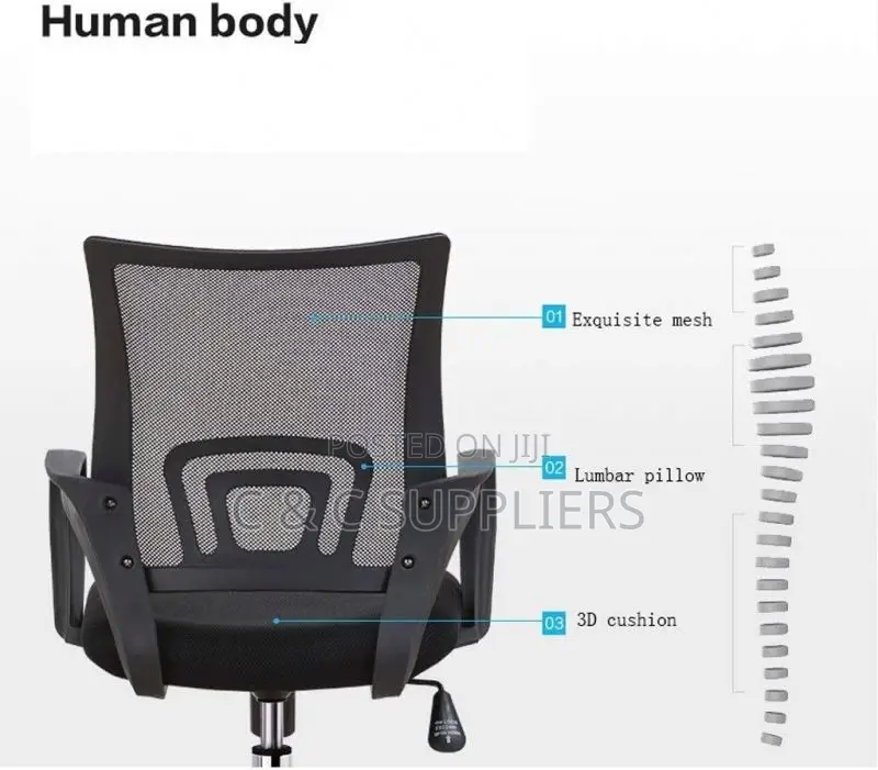 Mid Back Mesh Study Chair With Armrest