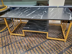 Rectangular Black Marble Finish Coffee Table